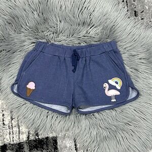 Siaomimi Girls Blue Denim Gym Shorts W/Embroidered Patches Shorts Size 12Y ($55)